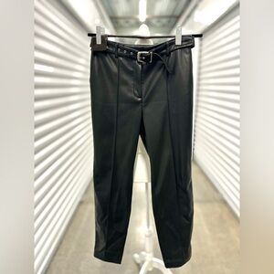 NWT - Mango - Black Straight Leg Faux Leather Women's Pants - 6